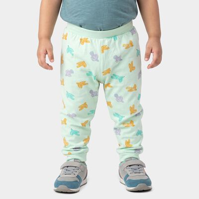 Infants' Mint Green Jogger Fit Bird Printed Cotton Pyjama