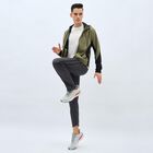 Men's Muted Olive Green Hooded Athleisure Jacket, Light Green, small image number null