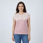 Women Lilac Round Neck Casual T-Shirt, Lilac, small