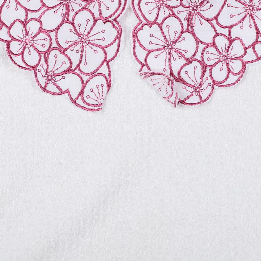 Girls White Peter Pan Collar Casual T-Shirt, White, large