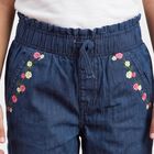 Girls Navy Blue Jogger Fit Embroidered Jeans, Dark Blue, small