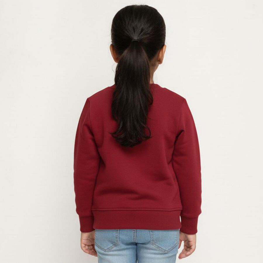 Girls' Sweatshirt, मरून, large image number null