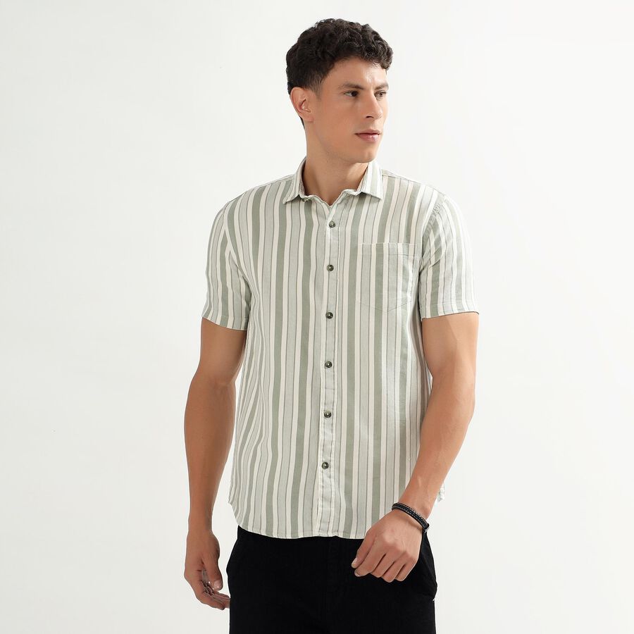 Men's 100% Cotton Casual Shirt, Light Green, large image number null