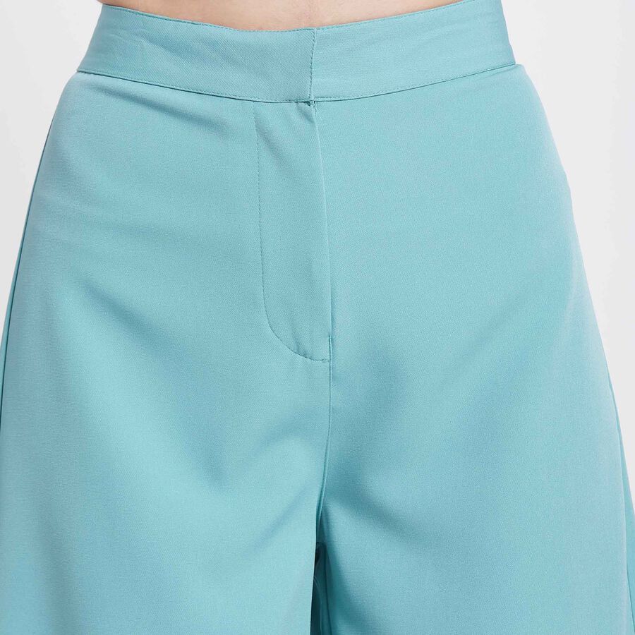 Solid High Rise Trousers, Light Blue, large image number null
