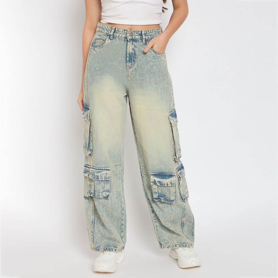 Ladies' 100% Cotton Jeans , Ice Blue, large image number null