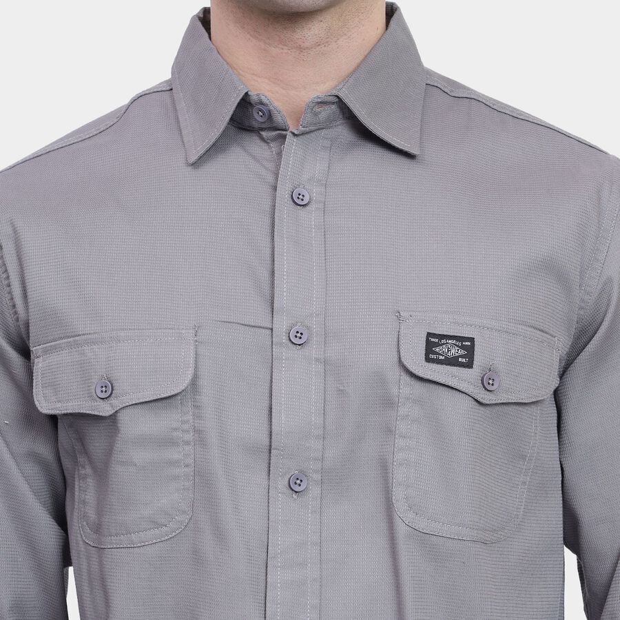 Men's100% Cotton Casual Shirt, Dark Grey, large image number null