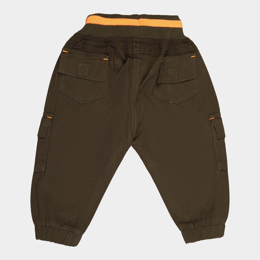 Infants Cotton Solid Trousers, Olive, large image number null