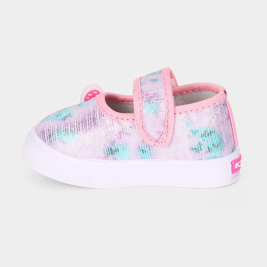 Girls' Pink Velcro Strap Casual Sneakers, गुलाबी, large