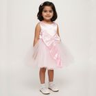 Girls' Light Pink Sleeveless Bow Party Frock, हल्का गुलाबी, small image number null