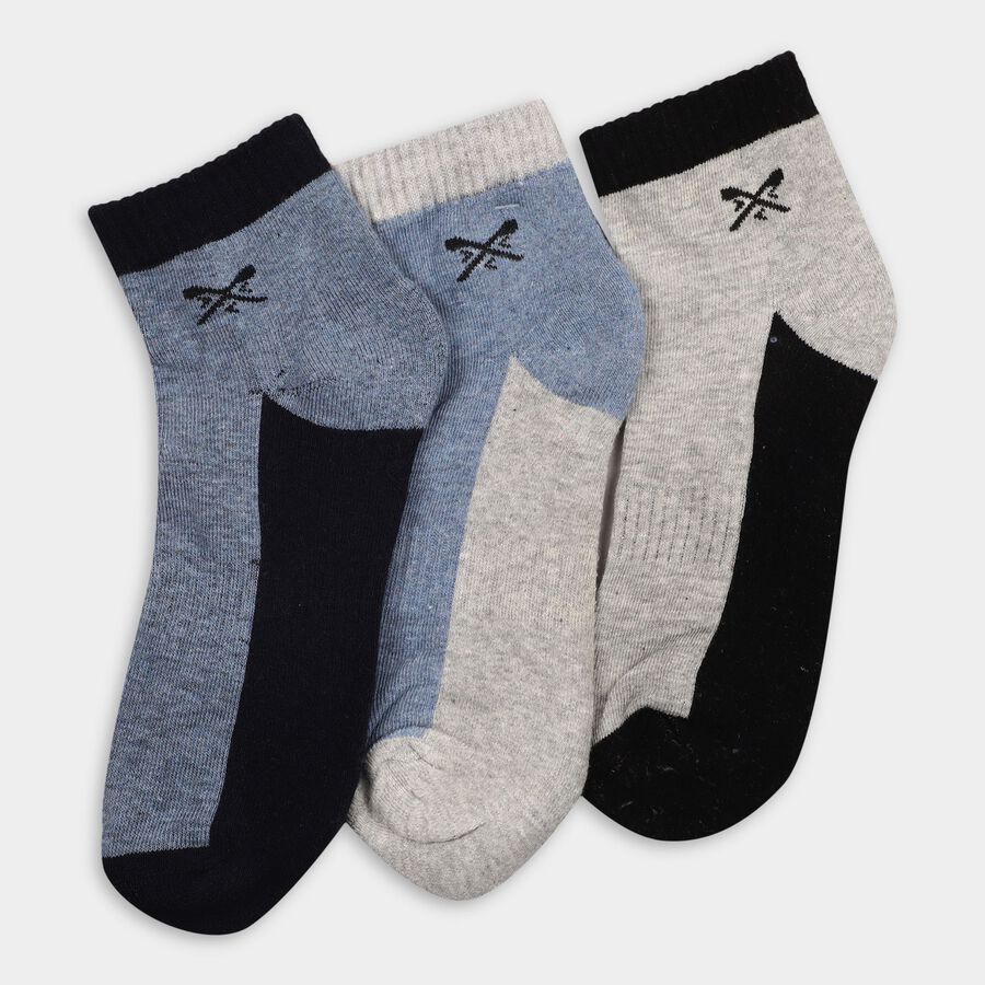 Men's Socks (Pack of 3), मिश्रित हल्का ग्रे, large