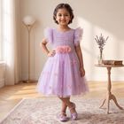 Girls' Lilac A-Line Casual Frock, Lilac, small