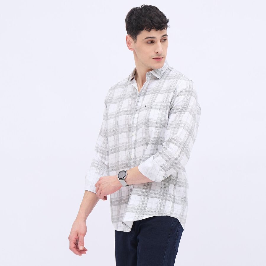 Men's Off White Cotton Classic Casual Shirt, Off White, large image number null