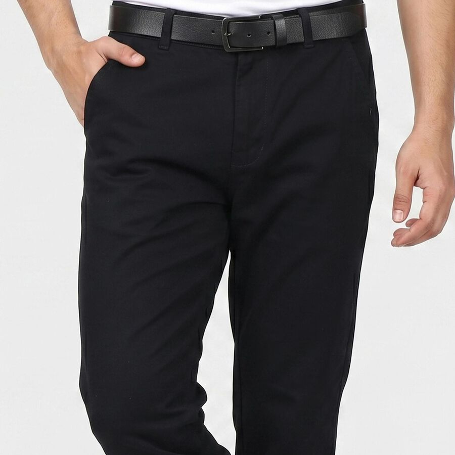 Men's Slim Fit Casual Trousers, नेवी ब्लू, large