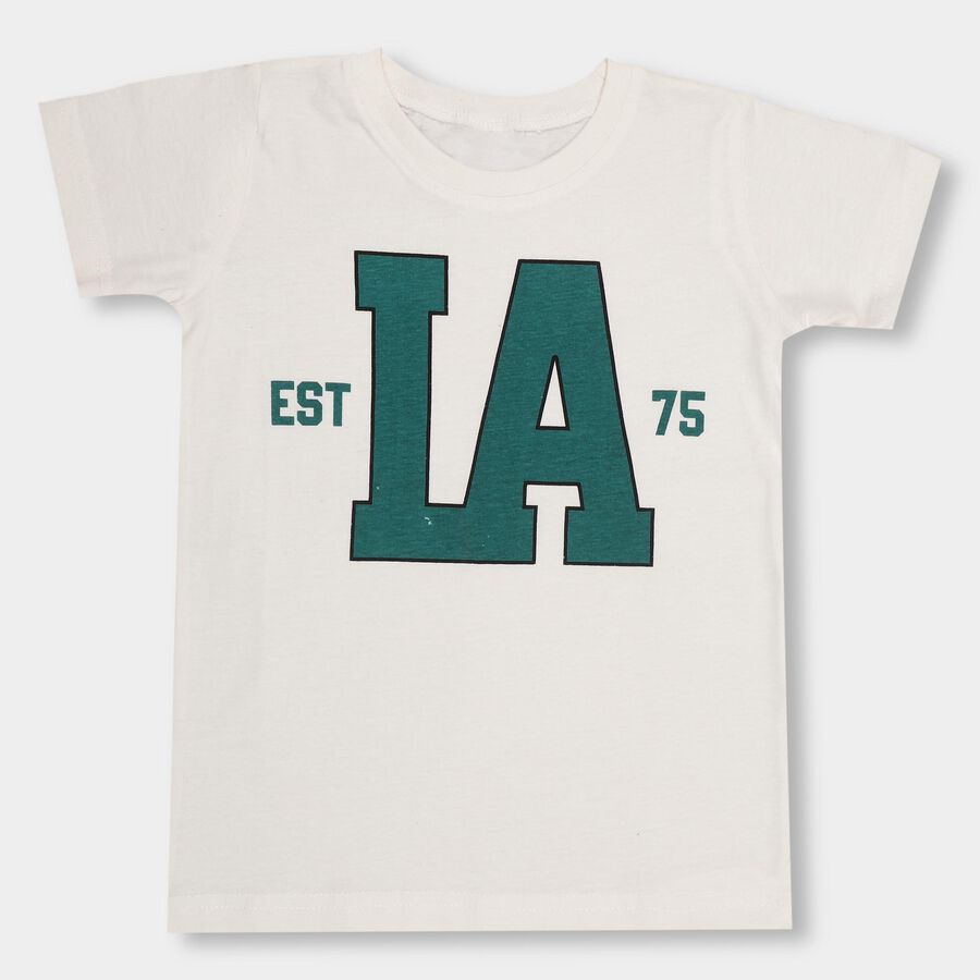 Boys' 100% Cotton Half Sleeves T-Shirt, ऑफ व्हाइट, large image number null