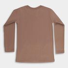 Boys' Muted Brown Round Neck Casual T-Shirt, गहरा पीला, small image number null