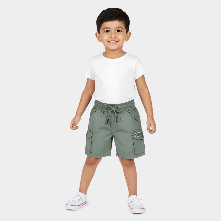 Boys' Olive Green Cotton Cargo Bermuda Shorts, Light Green, large