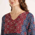 Printed 3/4th Sleeve Kurti, Dark Blue, small image number null