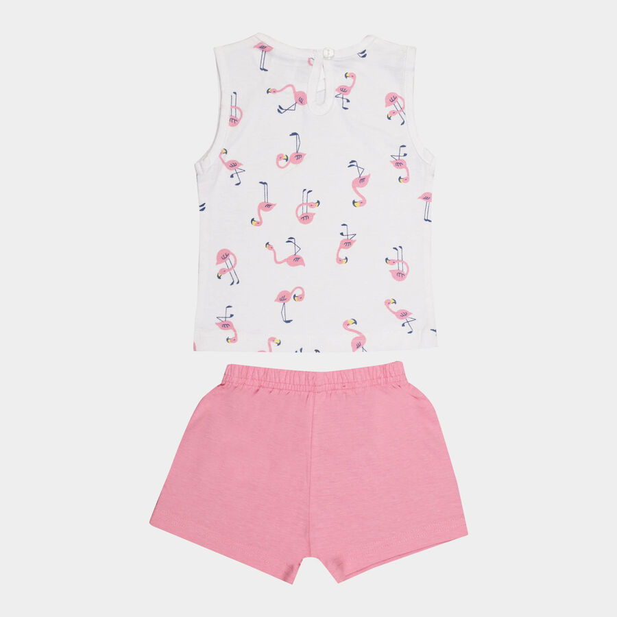 Infants Cotton Shorts Set, White, large image number null