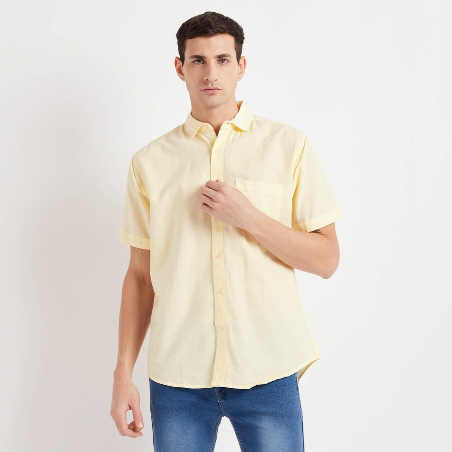 Cotton Solid Casual Shirt, Yellow, large image number null