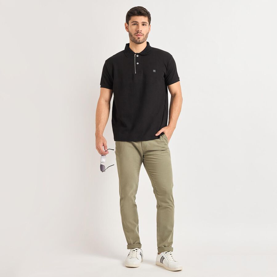 Men's Collared Half Sleeves T-Shirt , Black, large image number null