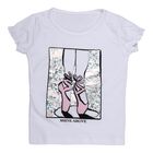 Girls White Cotton Round Neck Casual T-Shirt, सफ़ेद, small