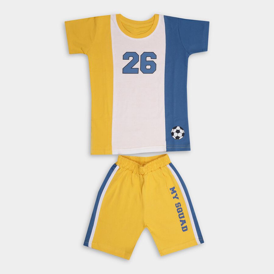 Boys' 100% Cotton Knit Baba Suit , पीला, large image number null