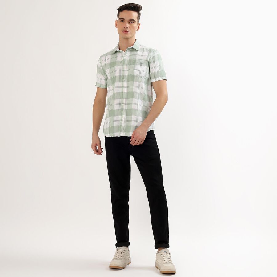 Men's Light Sage Green Cotton Half Sleeve Classic Casual Shirt, Light Green, large image number null