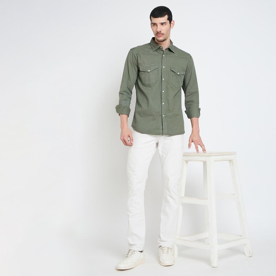 Men's 100% Cotton Casual Shirt , Light Green, large image number null