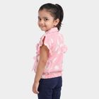 Girls Pink Collar Neck Regular Printed T-Shirt, हल्का गुलाबी, small