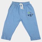 Infants Light Blue Straight Fit Graphic Printed Cotton Pyjama, Mid Blue, small