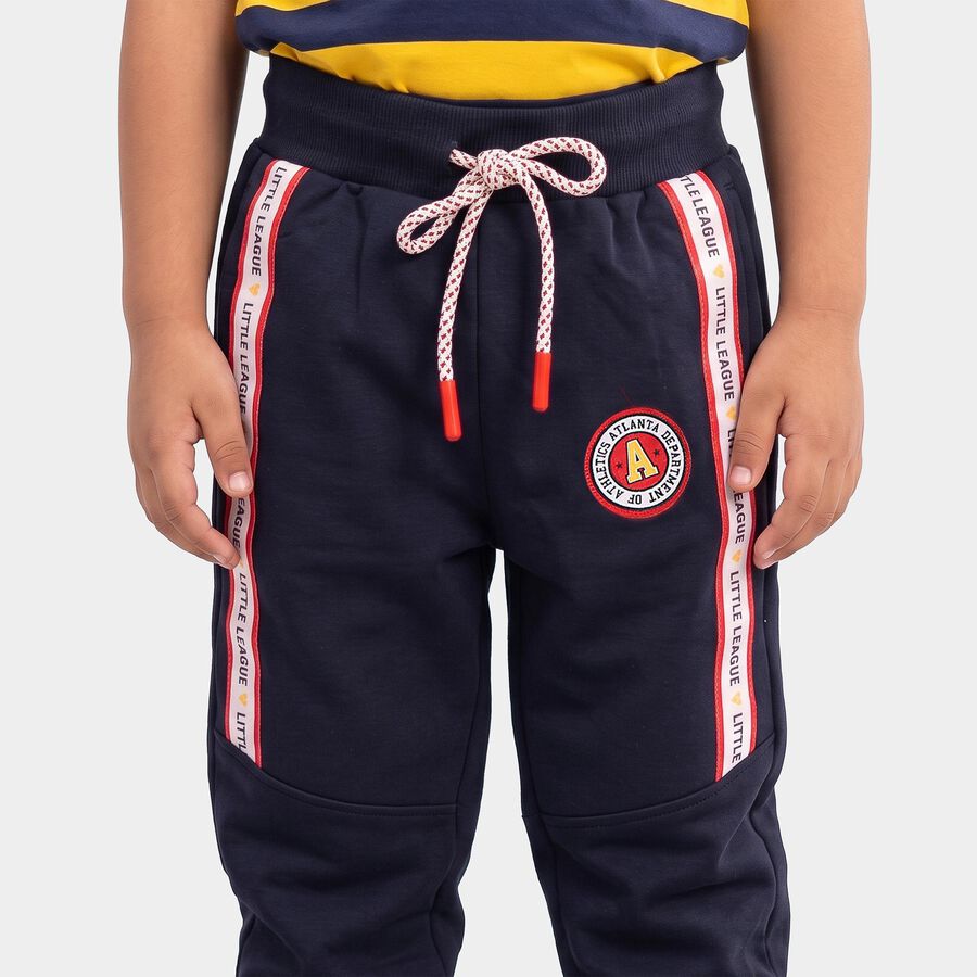 Boys' Navy Blue Jogger Fit Side Striped Pyjama, Navy Blue, large