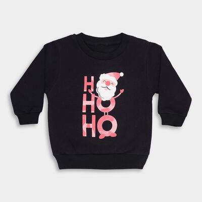 Infants Deep Midnight Navy Blue Cotton Round Neck Casual Sweatshirt