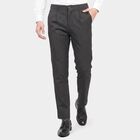 Men's Black Slim Fit Textured Chino Trousers, Black, small