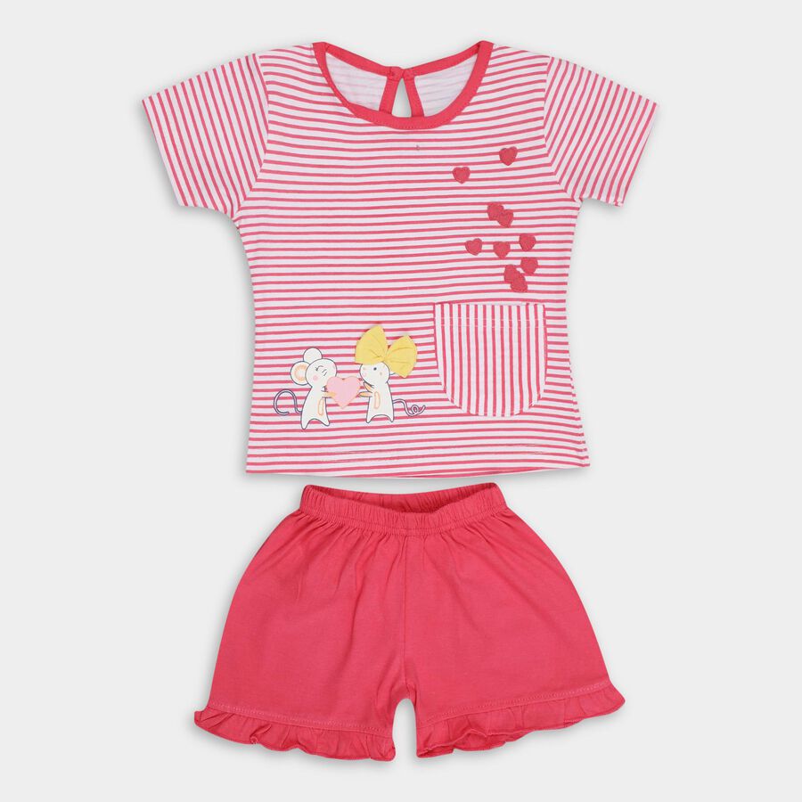 Infant Girls' 100% Cotton Short Set, Pink, large