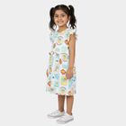 Girls' Off White Cotton Blend Casual Frock, Off White, small