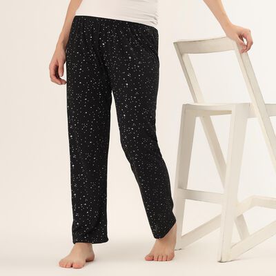 Women's Black Regular Fit Solid Pyjama