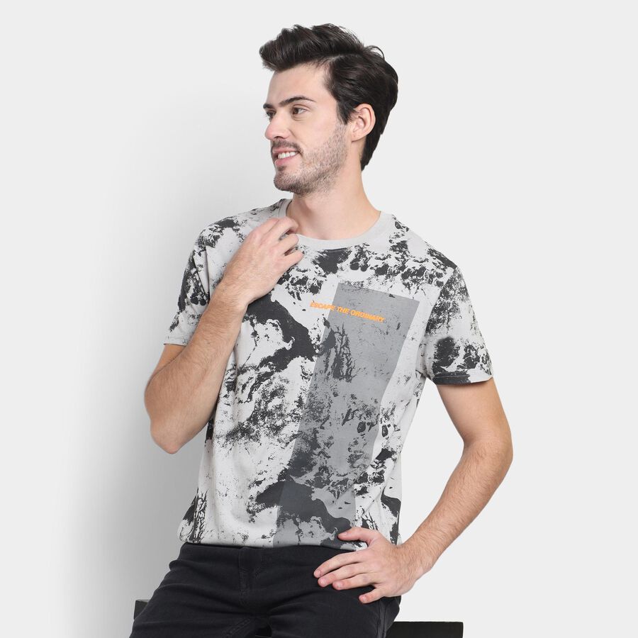 Men's 100% Cotton Round Neck Half Sleeves T-Shirt, गहरा ग्रे, large image number null