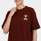 Women's Rust Cotton Round Neck Casual T-Shirt, Rust, small