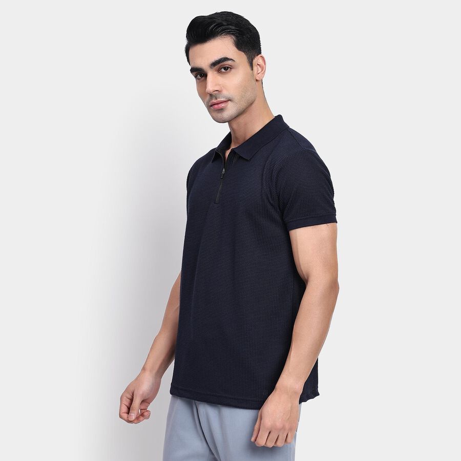 Men's Collared Half Sleeves T-Shirt, Navy Blue, large image number null