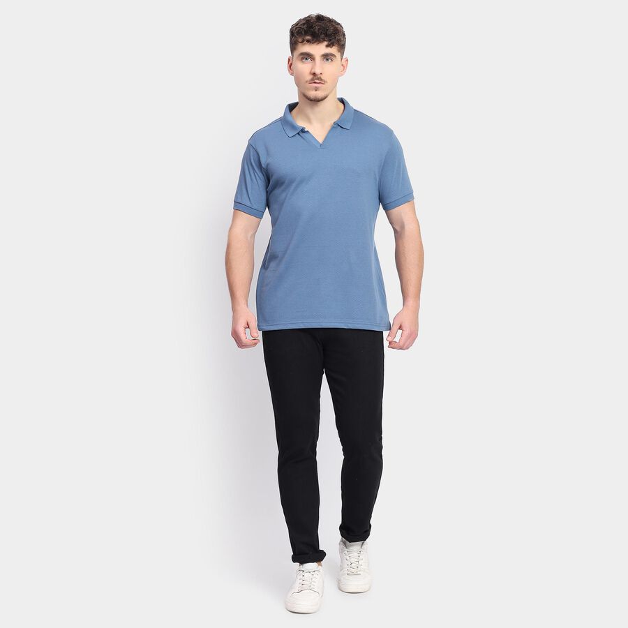 Men's Collared Half Sleeves T-Shirt , मध्यम नीला, large image number null