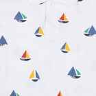 Boys White Cotton Polo Neck Casual T-Shirt, White, small