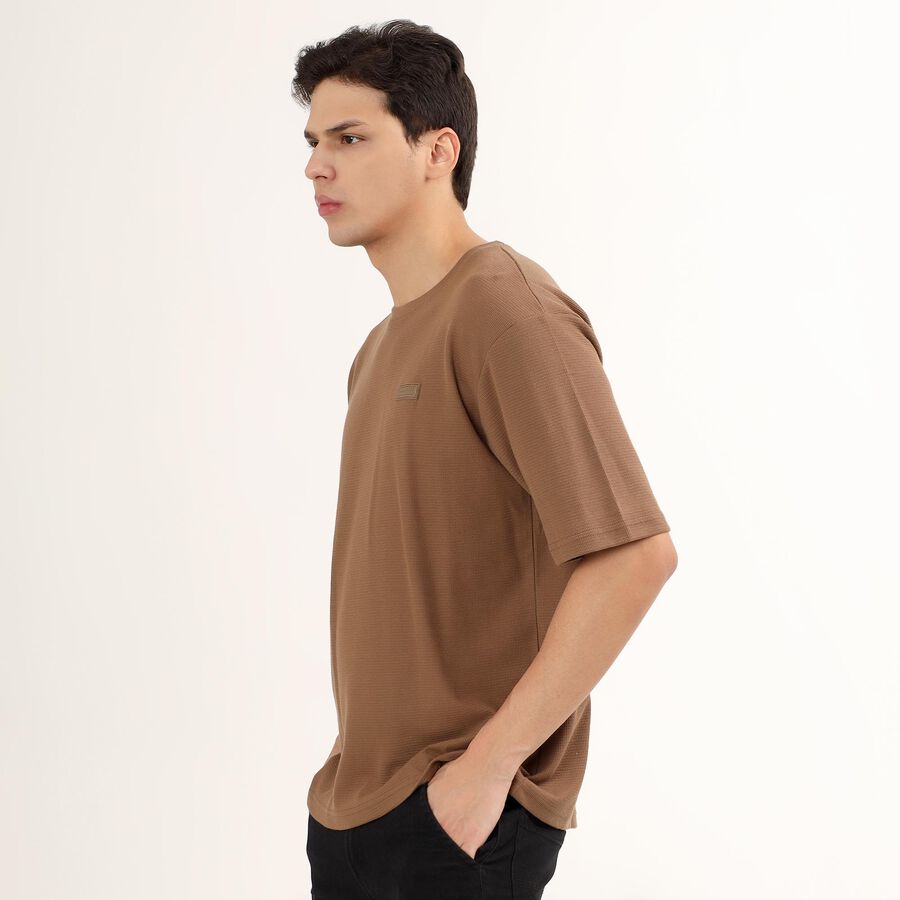 Men's Round Neck Half Sleeves T-Shirt , Brown, large image number null