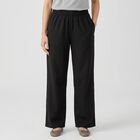 Women's Black Solid Elastic Waist Palazzos, काला, small