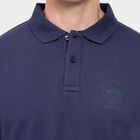 Men's Collared Half Sleeves T-Shirt, Dark Blue, small