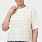 Women's White Mock Neck Minimalist Top, Off White, small