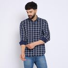 Men's 100% Cotton Casual Shirt , नेवी ब्लू, small