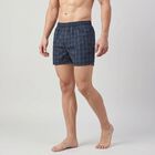 Men's Navy Blue Relaxed Fit Checked Boxers, Navy Blue, small