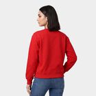 Women Red Crew Neck Pullover Sweatshirt, लाल, small