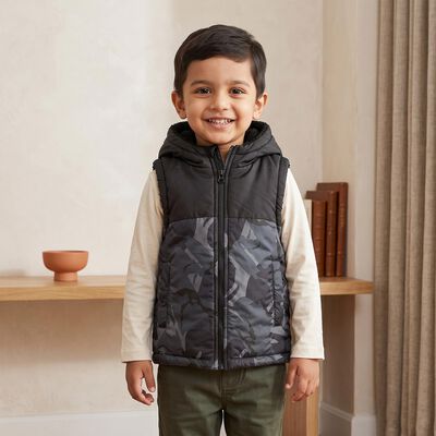 Boys Mid Blue Hooded Puffer Jacket