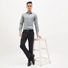 Men's Jet Black Slim Fit Flat-Front Formal Trousers, Navy Blue, small image number null